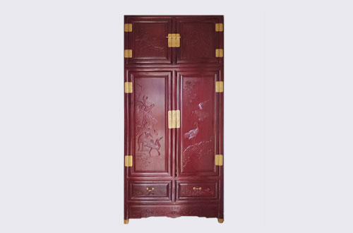 鲤城高端中式家居装修深红色纯实木衣柜